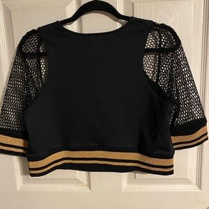 NWOT Lime and Vines jogger top, Black with Rose Gold!  Size M.  Mesh sleeves